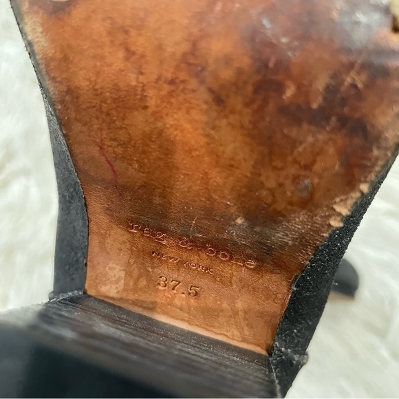 RAG & BONE Black Coated Waxy Newbury Suede Heeled Ankle Boots EUC Size 37.5 - Picture 6 of 7